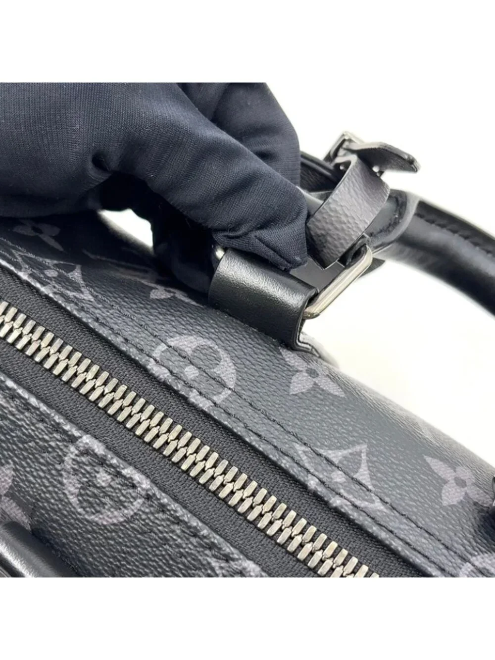Louis Vuitton Keepall Bandouliere 25 Monogram Eclipse Leather Black Handbag